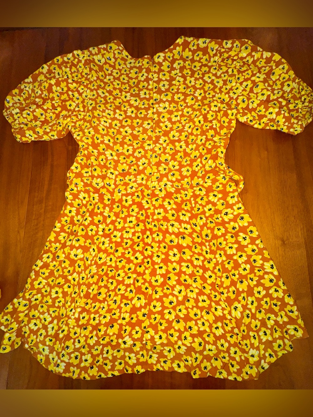 Faithfull the Brand “Ilia” Yellow Floral Mini Dress, Puffed Sleeves, Size 6 - Picture 11 of 14